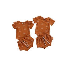 Ropa informal de verano para bebés, niños y niñas con estampado de sol, manga corta, partes de arriba tipo Body + Pantalones cortos con cordón, prendas de algodón suave, 2 uds. 2024 - compra barato