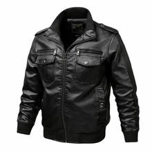 Jaqueta de couro de motocicleta masculina, casaco de couro pu de tamanho grande com gola de cor sólida para outono e inverno 2024 - compre barato