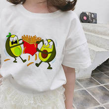 CDJLFH-camisetas blancas de dibujos animados para niños, playera Kawaii de moda para niña, camiseta de cumpleaños con estampado de aguacate y Hipsters, camisa Harajuku para niños 2024 - compra barato