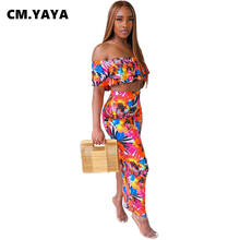 CM.YAYA-conjunto de verano con estampado Floral para mujer, Top corto con hombros descubiertos y mariposa, faldas Maxi, chándal a juego de 2 piezas 2024 - compra barato