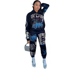 Graffiti Streetwear Two 2 Piece Set Women Ladies Tracksuit Female Hoodies Sweart Pants Joggers Women Matching Sets Outfits 2024 - buy cheap