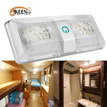 OKEEN 12v Car LED Rectangular Ceiling Dome Lamp Touch Switch White Interior Roof Spotlight Marine/Yacht RV Caravan Reading Lamp 2024 - buy cheap