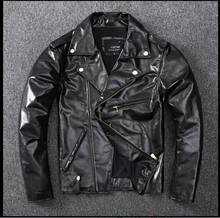 Free shipping.2020 New Mens slim genuine leather jacket,Italy batik sheepskin coat,classic J24 motor biker leather clothes 2024 - buy cheap