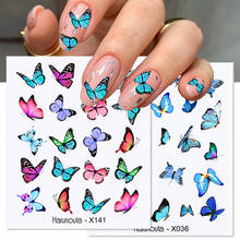 Harunouta Nail Butterfly Stickers Watercolor Decals Blue Flowers Sliders Wraps Manicures Spring Nail Art Decorations X141 2024 - buy cheap