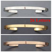 Fashion 26 Letter Bracelet A-Z Letter Engraved Bracelet Women Simple Fashion Metal Cuff Bracelet Gifts for Her 2024 - buy cheap