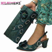 Dark Green Sexy African Women Shoes And Bag To Match Set Italian Comfortable in Heels for Party Shoes And Bag Set For Party 2024 - buy cheap