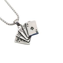 Antiguo color plata 10JQKA Pocker colgante collar de acero inoxidable juego de cartas collar de color real piedra joyería blk0797 2024 - compra barato