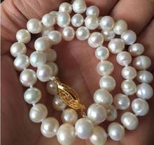 Collar de perlas cultivadas Akoya blancas naturales reales, 6-7mm, 17 pulgadas, envío gratis 2024 - compra barato