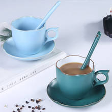 Tazas de café de cerámica árabe con platillo y cuchara, juego exquisito de viento de lujo, utensilios de té para oficina, amigos, pareja, taza de té de la tarde 2024 - compra barato