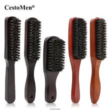 CestoMen Solid Wood 100% Boar Shaving Brush Beard Massage Black Boar Bristle Hair Brush Curved Wooden Men Beard Mustache Brushes 2024 - buy cheap
