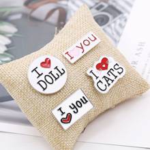 New Design I Love You DOLL CATS Brooches English Letter Enamel Pins Jackets Shirt Bag Lapel Pin Badges Gifts for Lovers Jewelry 2024 - buy cheap