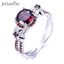 Jellystory-Anillo de Plata de Ley 925 para mujer, joya con piedras preciosas redondas, rubí, Esmeralda, púrpura, para boda, joyería fina 2024 - compra barato