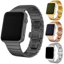 Pulsera de lujo con eslabones de acero inoxidable para apple watch, banda de 44mm, 42mm, 40mm, 38mm, iwatch Series 5, 4, 3, 2, repuesto de correa de reloj 2024 - compra barato