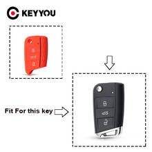 KEYYOU Fob 3 Buttons Cover Shell For VW Polo Golf 7 2015 2016 2020 Skoda Octavia Kodiaq Karoq SEAT Ateca Leon Silicone Key Case 2024 - buy cheap