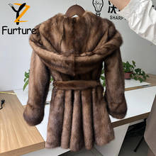 Warm Baby Child Real Mink Fur Coat With Hood Genuine Natural Kids Mink Fur Skirt Overcoat Child Fashion Fur Sashes Slim Outwear 2024 - buy cheap