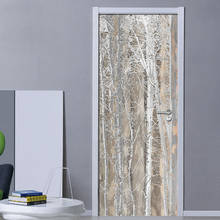 Papel de parede 3d com estampa de madeira, estilo nórdico, adesivo de decoração para porta de quarto e pôster de foto em pvc 2024 - compre barato