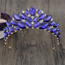 Baroque Blue Crystal Princess Bride Crown Headband Bridal Tiaras and Crowns Wedding Hair Jewelry Accessories Crown Fashion 2024 - buy cheap