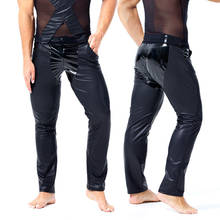 Pantalones de tubo Punk de talla grande para hombre, ropa Sexy de retales de cuero de imitación, brillante, ropa de baile para escenario, ropa ajustada para gais F54 2024 - compra barato