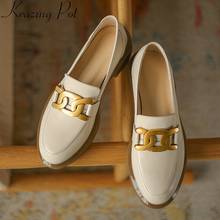 Krazing Pot superstar cow leather spring shoes concise round toe platform brand slip on casual metal med heel women pumps L50 2024 - buy cheap
