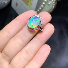 Anel de opala 925 prata, anel clássico de opala natural real de alta qualidade para noivado 2024 - compre barato