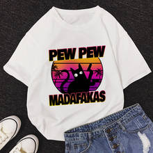 Pew Pew Madafakas printed t shirt women 90s Graphic T-shirt Harajuku Tops Tee Cute Short Sleeve animal tshirt Female Tshirts 2024 - buy cheap