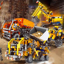Dump Truck Tracked Excavator Crane City Vehicle Bulldozer Forklift Model Building Blocks Kids Toys 2024 - buy cheap