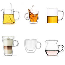 Высокие боросиликатные стеклянные чашки термостойкие прозрачные стеклянные чашки для воды изолированные кофейные чашки двойное стекло для чашка для воды, кофе 2024 - купить недорого