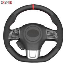 DIY Hand-stitched Soft Black Genuine Leather Suede Car Steering Wheel Cover For Subaru WRX (STI) 2015-2019 Levorg 2015-2019 2024 - buy cheap