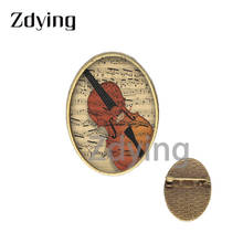 Zdying I Love Music-broches de forma ovalada, insignia, cabujón de cristal, cúpula, guitarra, nota Musical, hebilla de camisa, alfileres, joyería Pi036 2024 - compra barato