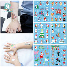 Pegatinas de tatuaje temporal de Navidad, muñeco de nieve de Papá Noel, regalo para niños, decoraciones de fiesta de carnaval, tatuaje de arte corporal, novedad de 2020 2024 - compra barato