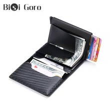 BISI GORO Anti-theft Rfid Blocking Security Smart Wallet Men Vintage Wallet PU Leather Unisex Carbon Fiber Aluminum Mini Purse 2024 - buy cheap