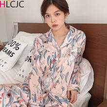 Pijama feminino cetim de seda falso, conjunto camisola manga comprida roupas para dormir 2024 - compre barato