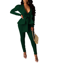 2022 Winter Women's Set Tracksuit Plus Size Ruffles Bow Blazers Pants Suit 2 Two Piece Set Office Lady Business Uniform Outfits 2024 - buy cheap