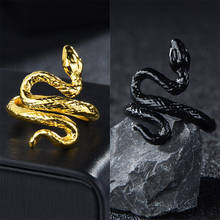 2021 трендовые золотые Цвет в винтажном стиле; Высококачественное гротескное, прилегающее к змея кольцо для мужчин и женщин Открытые панковские Размеры регулируемое кольцо, ювелирное изделие, подарок 2024 - купить недорого