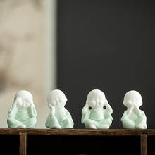 4pcs/set Ceramic Cute Mini Little Monk Tea Pet Porcelain Figurines Miniature Fairy Garden Buddha Statue Craft Feng Shui Zen 2024 - buy cheap