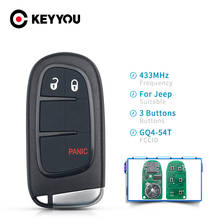 Keyyou-chave de carro remota 433mhz 4a para jeep renegade grand, cherokee, ram, bússola 2014, 15, 16, 17, 18, 19, 2020, 2 + 1 botões 2024 - compre barato