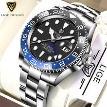 Relogio Masculino LIGE New GMT Watch Top Brand Stainless Steel Sport Waterproof Automatic Watch Luxury Men Mechanical WristWatch 2022 - buy cheap