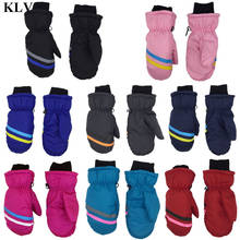KLV-guantes de esquí impermeables para niños y niñas, manoplas gruesas y cálidas con estampado geométrico, para montar en invierno al aire libre 2024 - compra barato