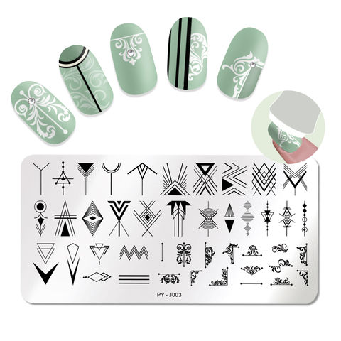 PICT YOU Nail Stamping Plates Geometric Rectangle Stainless Steel Nail Image Plate Print Stencil Nail Art Tools J003 2022 - buy cheap