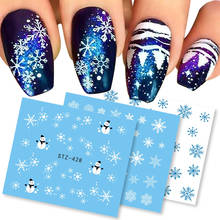 1 шт. цветные переводные наклейки для ногтей снежинка снеговик, маникюрные зимние Слайдеры для художественное оформление ногтей, JISTZ420-435 2024 - купить недорого
