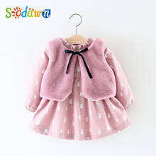 Sodawn-vestido grueso de terciopelo de manga larga para niñas, ropa de otoño e invierno, chaleco rosa, 2 uds. 2024 - compra barato