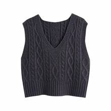 Xitimeao  New Women Fashion Knitted Vest Sweater V-neck Sleeveless Solid Color Loose Female Waistcoat Chic Tops XITIMEAO 2024 - buy cheap