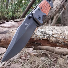 Cuchillo de bolsillo plegable 8CR13MOV, cuchillo de utilidad táctica con mango de madera, bueno para caza, Camping, supervivencia, al aire libre, para llevar todos los días 2024 - compra barato