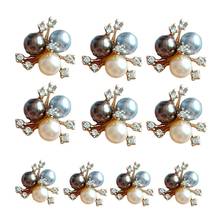 10 peças broche de strass pérola enfeites de flores botões base plana diy artesanato f42f 2024 - compre barato