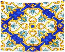 Tapestry Watercolor Ethnic on Italian Tiles Majolica Cyan Outline Blue Oriental Flower Tapestries Wall Hanging for Living Room 2024 - compre barato