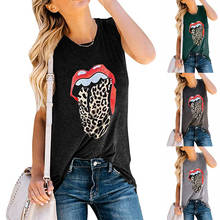 Leopard Lips Print Tank Tops Women 2021 New Summer Cotton Sleeveless T-shirt Tops Plus Size Loose Casual Women's Clothes Vest 2024 - buy cheap