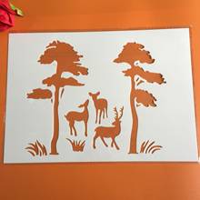 Plantillas de árbol de ciervo Sika A4, bricolaje, pintura de pared, álbum de recortes para colorear, álbum de relieve, plantilla de tarjeta de papel decorativo, 29x21cm 2024 - compra barato