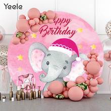 Yeele-Fondo de fotografía para fiesta de cumpleaños de bebé recién nacido, telón redondo de elefante bonito, rosa, de poliéster personalizado para estudio fotográfico 2024 - compra barato