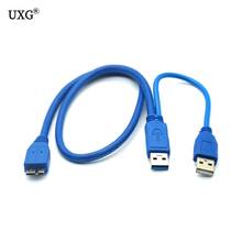 Синий и черный USB 3,0 двойной Мощность Y Форма 2 X Тип A-Micro B супер Скорость кабель внешних жестких дисков Удлинительный провод разъема 2024 - купить недорого