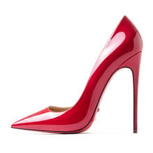 Vermelho sapatos de fundo couro genuíno feminino sexy bombas vermelho brilhante preto salto alto sapatos stilettos senhora festa casamento sapato 2024 - compre barato